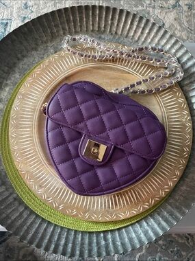Purple Quilted Heart Crossbody